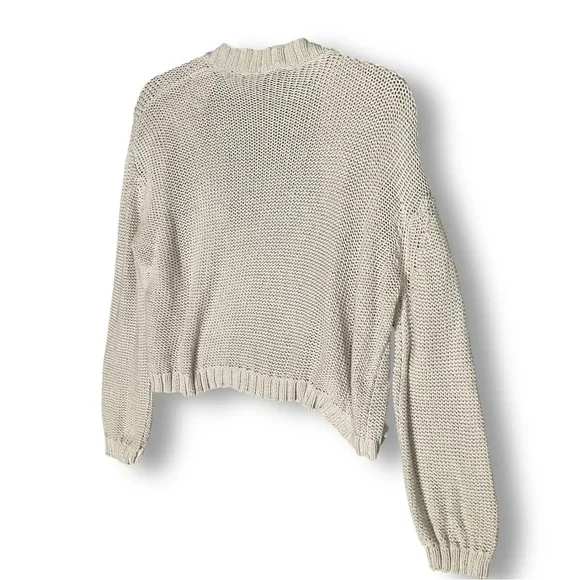 Wooden Ships Cropped Open Cardigan Sweater Sz S Neutral Beige Minimalist - Picture 9 of 12